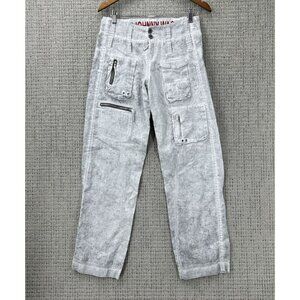 Johnny Was Cargo Pants Womens Size 4 Tie Dye Light Gray Straight Leg Linen
